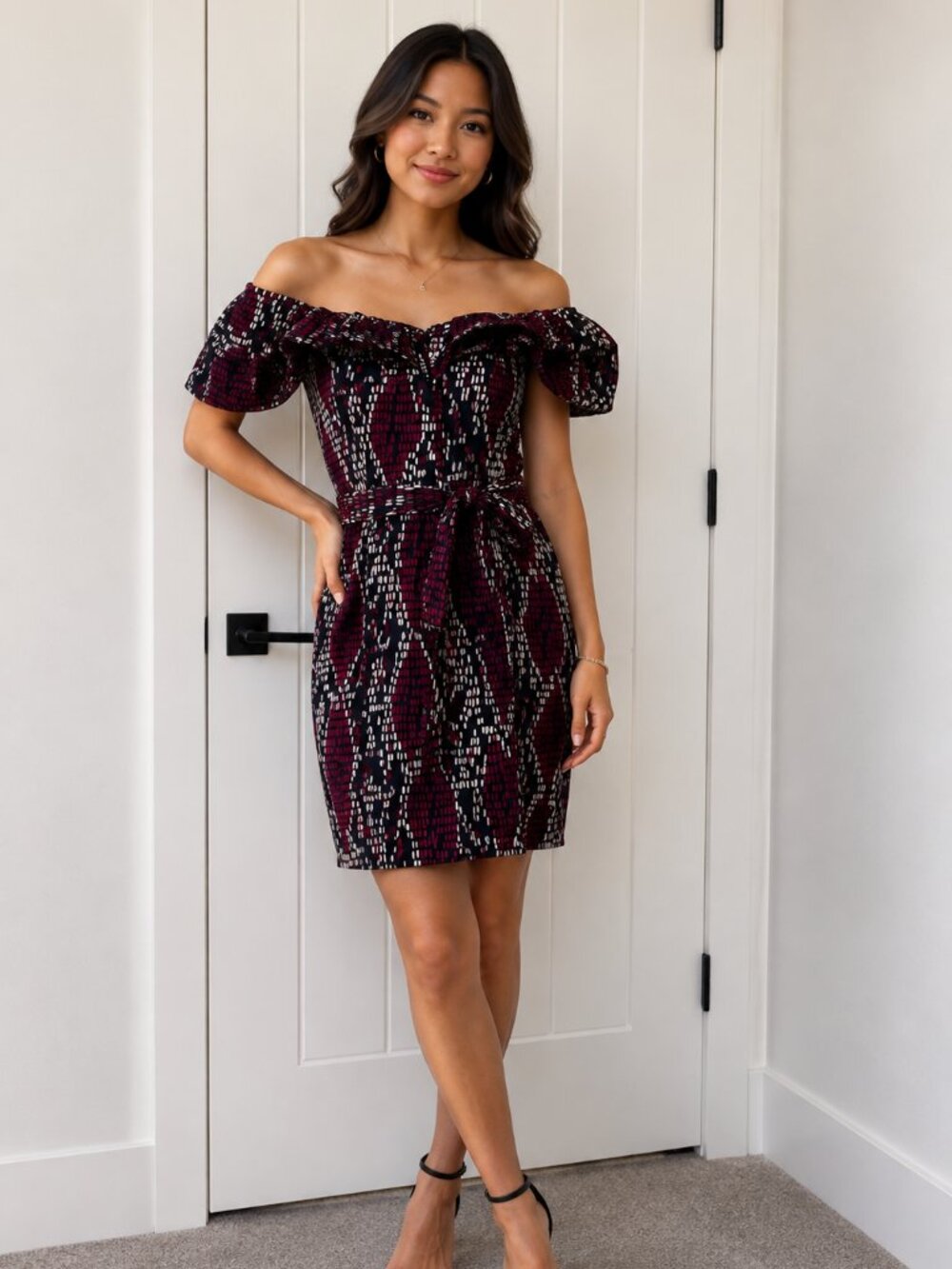 White House Black Market Off the Shoulder Poplin Mini Dress